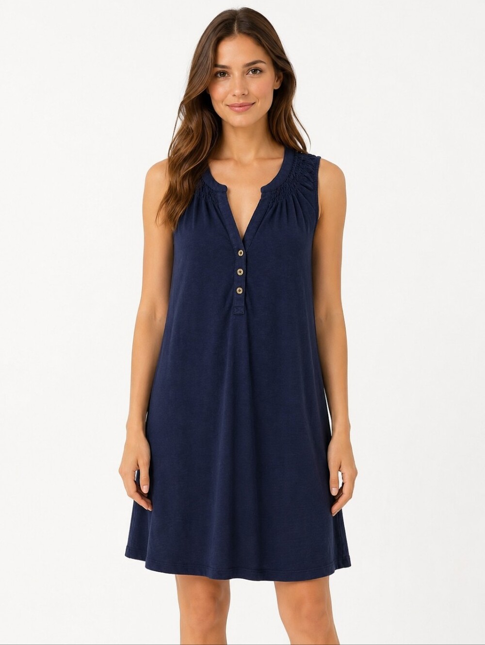 Lilly Pulitzer Navy Sleeveless Swing Dress Henley Knit Women's Small
